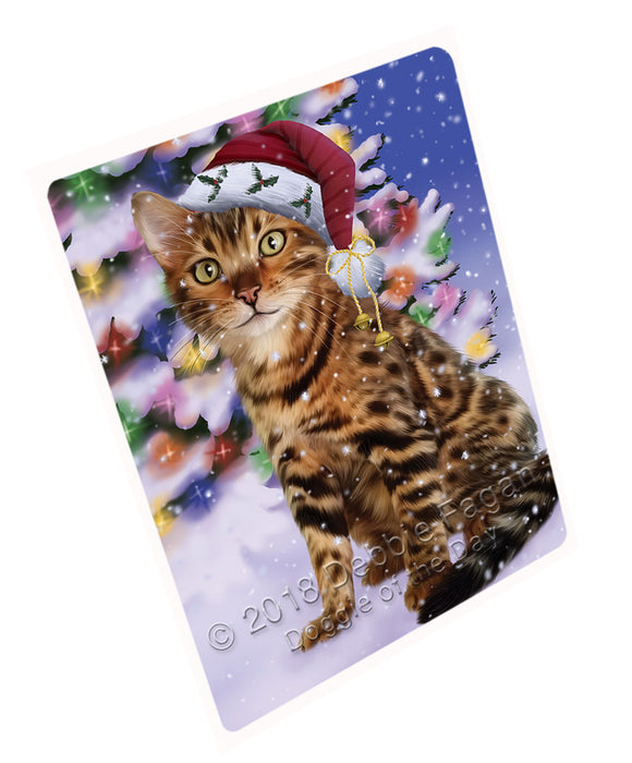 Winterland Wonderland Bengal Cat In Christmas Holiday Scenic Background Cutting Board C65640