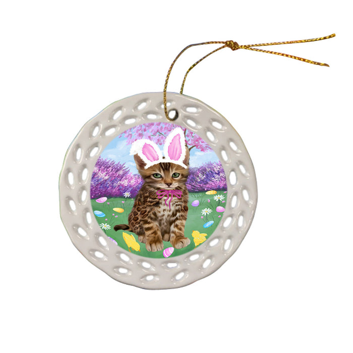 Easter Holiday Bengal Cat Ceramic Doily Ornament DPOR57276