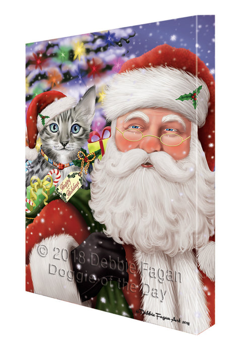 Santa Carrying Bengal Cat and Christmas Presents Canvas Print Wall Art Décor CVS100907