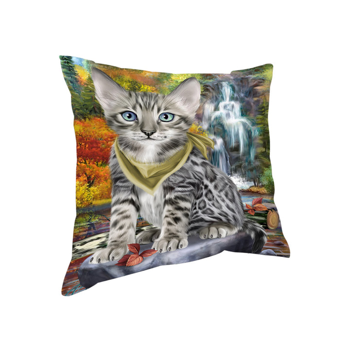 Scenic Waterfall Bengal Cat Pillow PIL63668