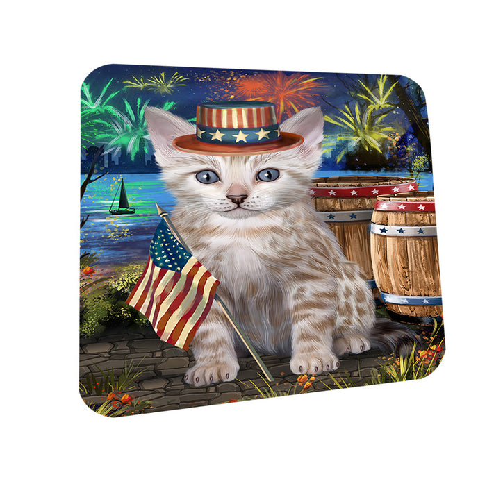 4th of July Independence Day Firework Bengal Cat Coasters Set of 4 CST53992