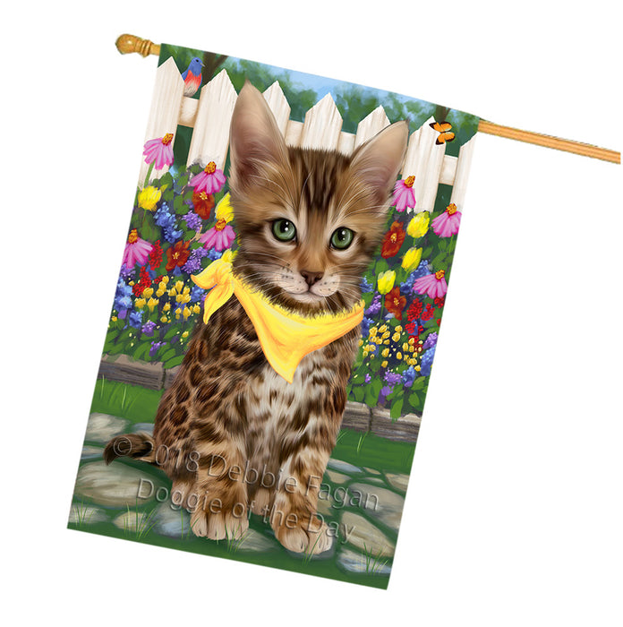 Spring Floral Bengal Cat House Flag FLG52316