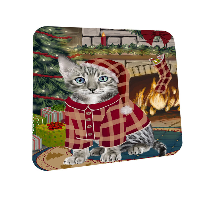 The Stocking was Hung Bengal Cat Coasters Set of 4 CST55160