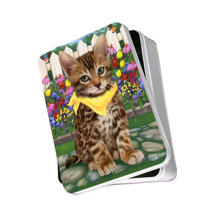 Spring Floral Bengal Cat Photo Storage Tin PITN52235