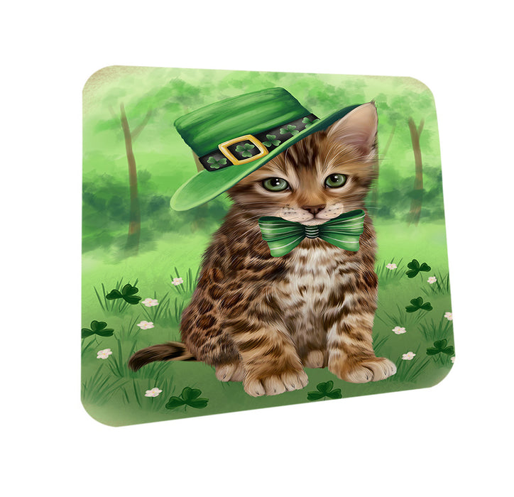 St. Patricks Day Irish Portrait Bengal Cat Coasters Set of 4 CST56937
