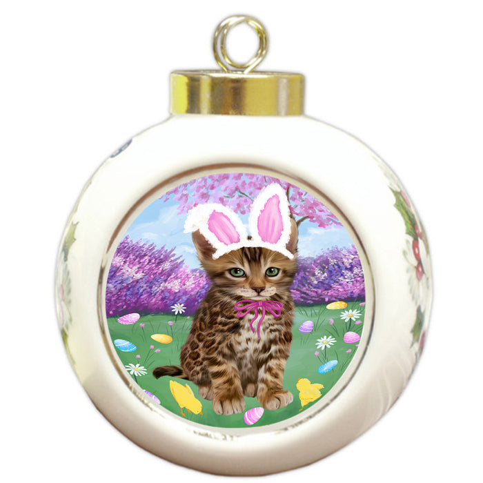 Easter Holiday Bengal Cat Round Ball Christmas Ornament RBPOR57276