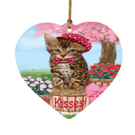 Rosie 25 Cent Kisses Bengal Cat Heart Christmas Ornament HPOR56173