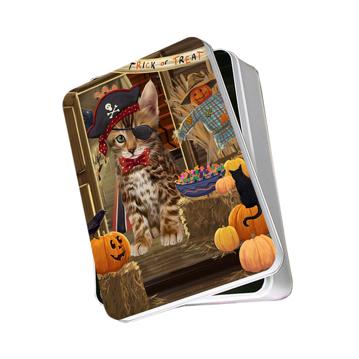 Enter at Own Risk Trick or Treat Halloween Bengal Cat Photo Storage Tin PITN52991