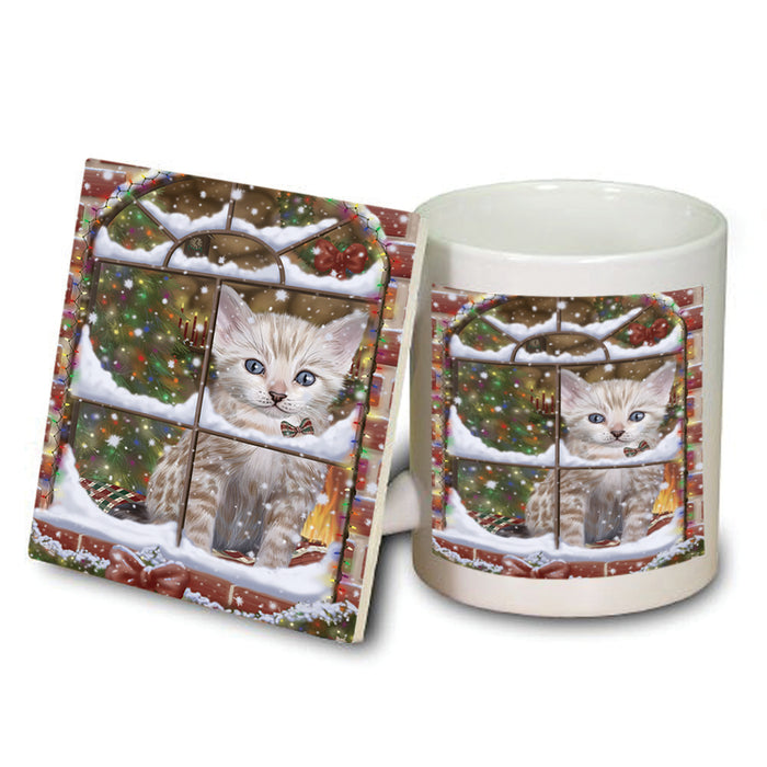 Please Come Home For Christmas Bengal Cat Sitting In Window Mug and Coaster Set MUC53608