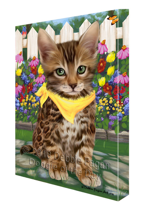 Spring Floral Bengal Cat Canvas Print Wall Art Décor CVS86912