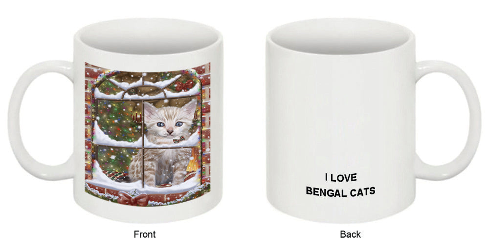 Please Come Home For Christmas Bengal Cat Sitting In Window Coffee Mug MUG49014