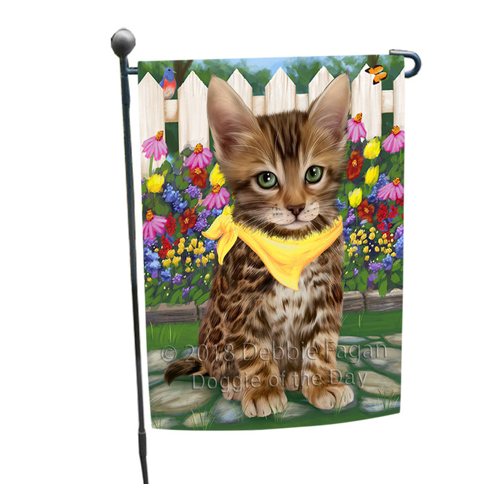 Spring Floral Bengal Cat Garden Flag GFLG52180