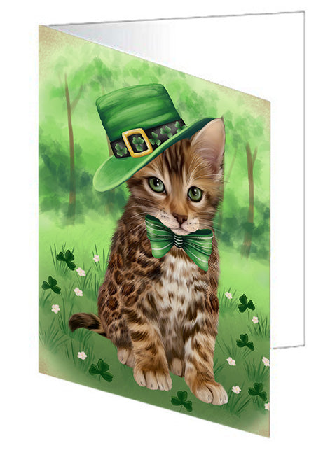 St. Patricks Day Irish Portrait Bengal Cat Handmade Artwork Assorted Pets Greeting Cards and Note Cards with Envelopes for All Occasions and Holiday Seasons GCD76451