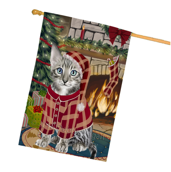 The Stocking was Hung Bengal Cat House Flag FLG55631