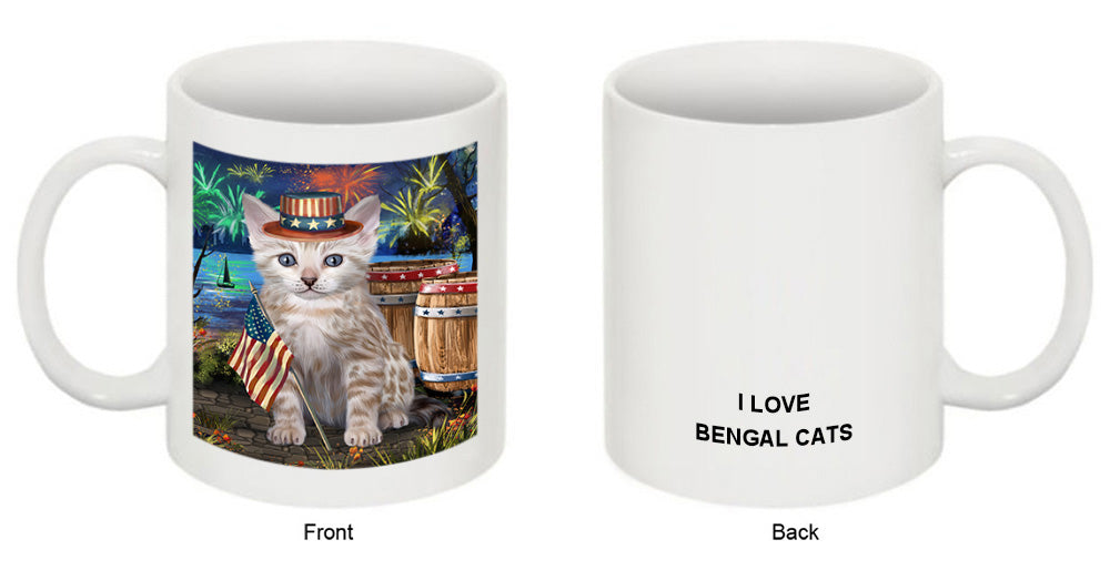 4th of July Independence Day Firework Bengal Cat Coffee Mug MUG49432