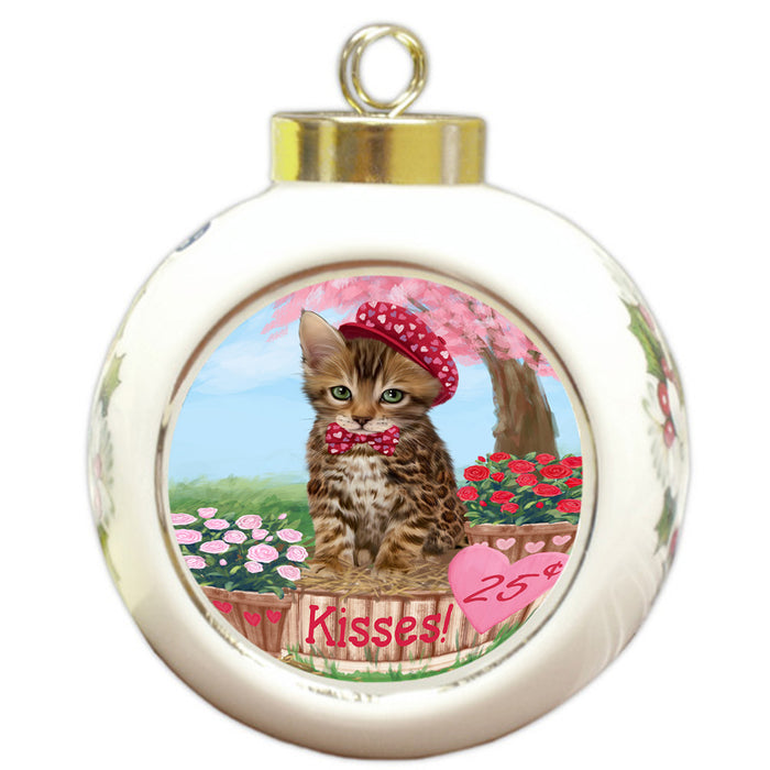Rosie 25 Cent Kisses Bengal Cat Round Ball Christmas Ornament RBPOR56173