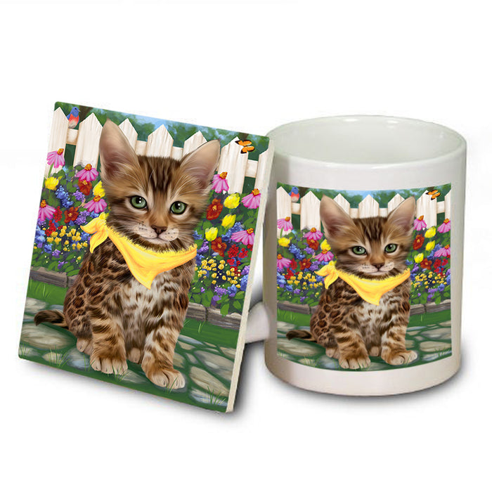 Spring Floral Bengal Cat Mug and Coaster Set MUC52175