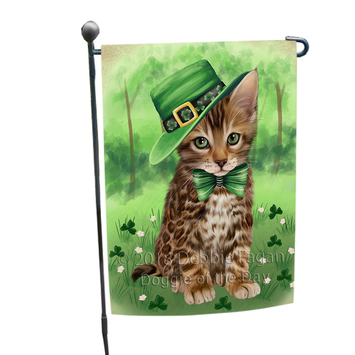 St. Patricks Day Irish Portrait Bengal Cat Garden Flag GFLG64947