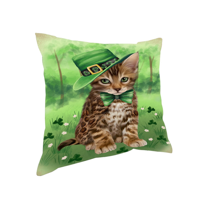 St. Patricks Day Irish Portrait Bengal Cat Pillow PIL86028