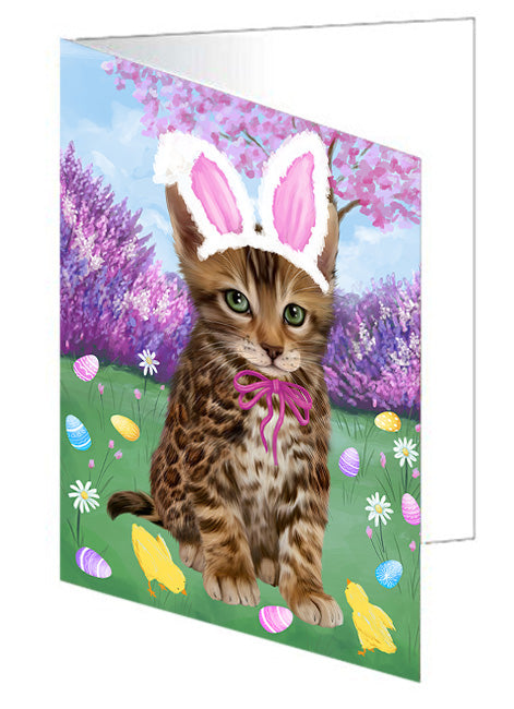 Easter Holiday Bengal Cat Handmade Artwork Assorted Pets Greeting Cards and Note Cards with Envelopes for All Occasions and Holiday Seasons GCD76139