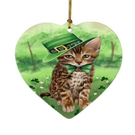 St. Patricks Day Irish Portrait Bengal Cat Heart Christmas Ornament HPOR57919