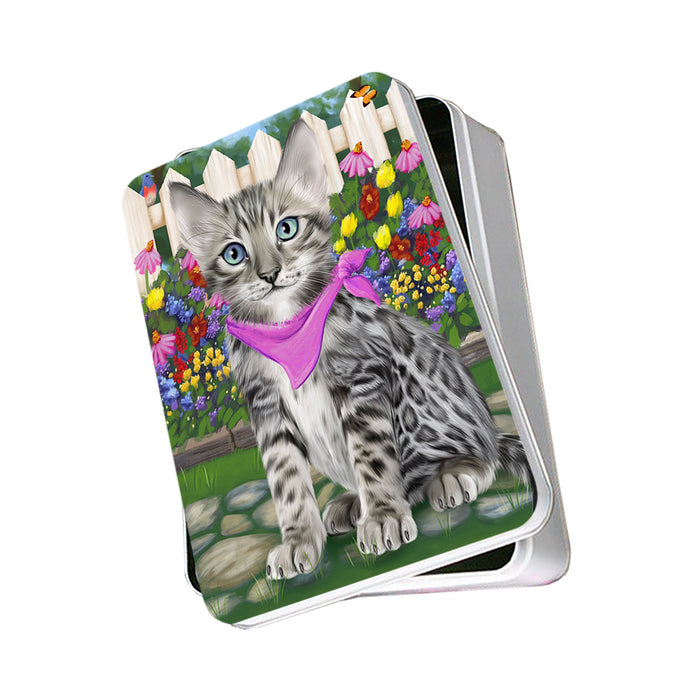 Spring Floral Bengal Cat Photo Storage Tin PITN52236