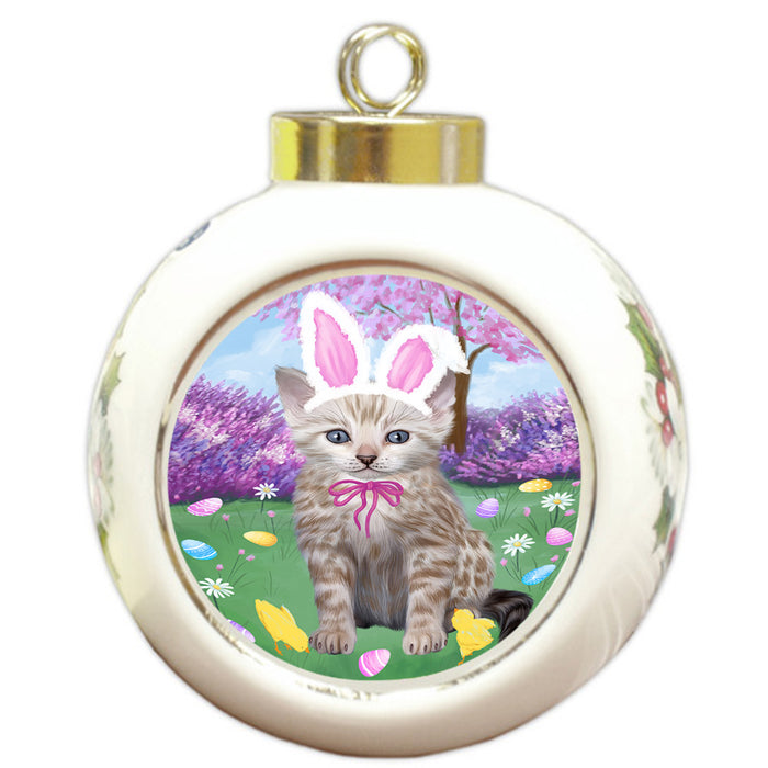 Easter Holiday Bengal Cat Round Ball Christmas Ornament RBPOR57277