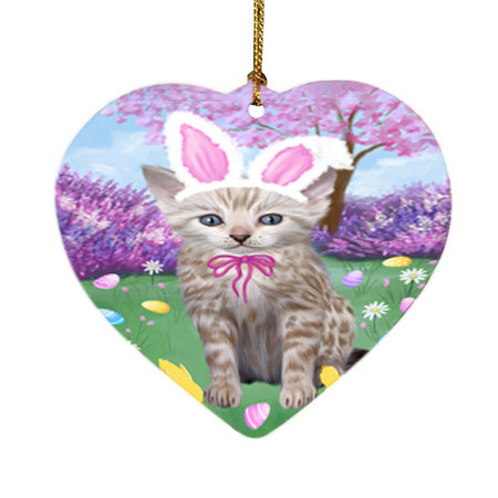 Easter Holiday Bengal Cat Heart Christmas Ornament HPOR57277