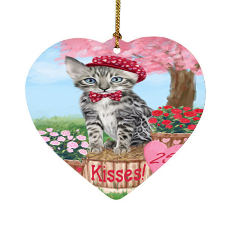 Rosie 25 Cent Kisses Bengal Cat Heart Christmas Ornament HPOR56174