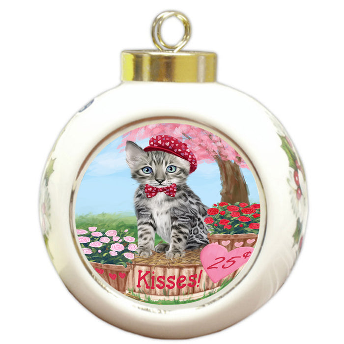 Rosie 25 Cent Kisses Bengal Cat Round Ball Christmas Ornament RBPOR56174