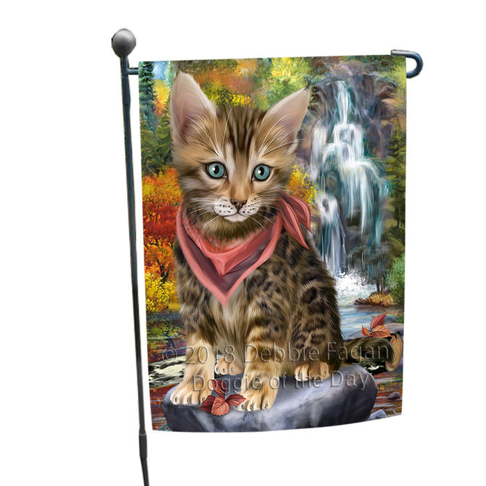 Scenic Waterfall Bengal Cat Garden Flag GFLG51824