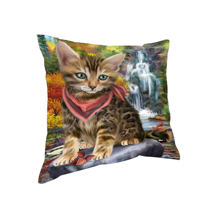 Scenic Waterfall Bengal Cat Pillow PIL63672