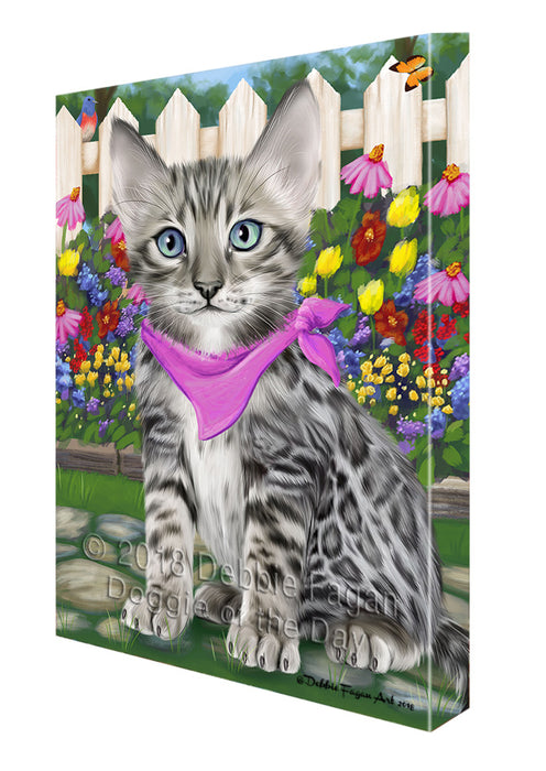 Spring Floral Bengal Cat Canvas Print Wall Art Décor CVS86921