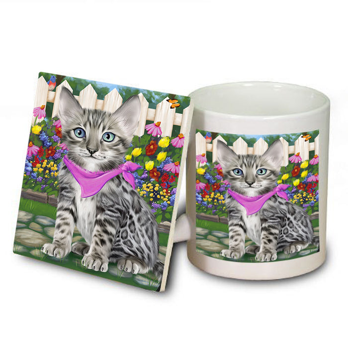 Spring Floral Bengal Cat Mug and Coaster Set MUC52176