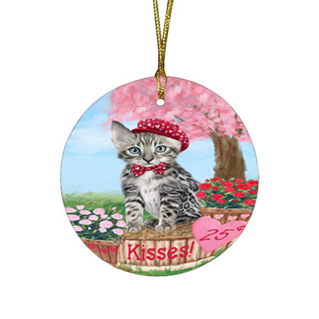 Rosie 25 Cent Kisses Bengal Cat Round Flat Christmas Ornament RFPOR56174