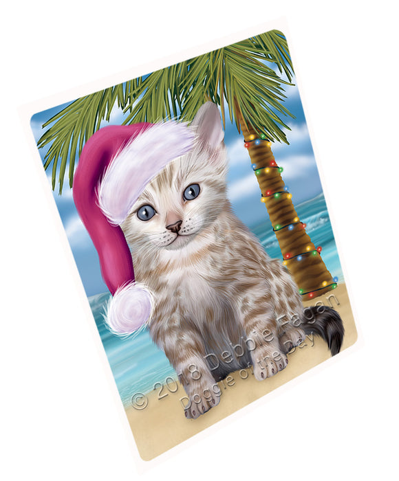 Summertime Happy Holidays Christmas Bengal Cat on Tropical Island Beach Large Refrigerator / Dishwasher Magnet RMAG88104