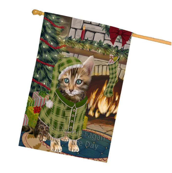 The Stocking was Hung Bengal Cat House Flag FLG55632