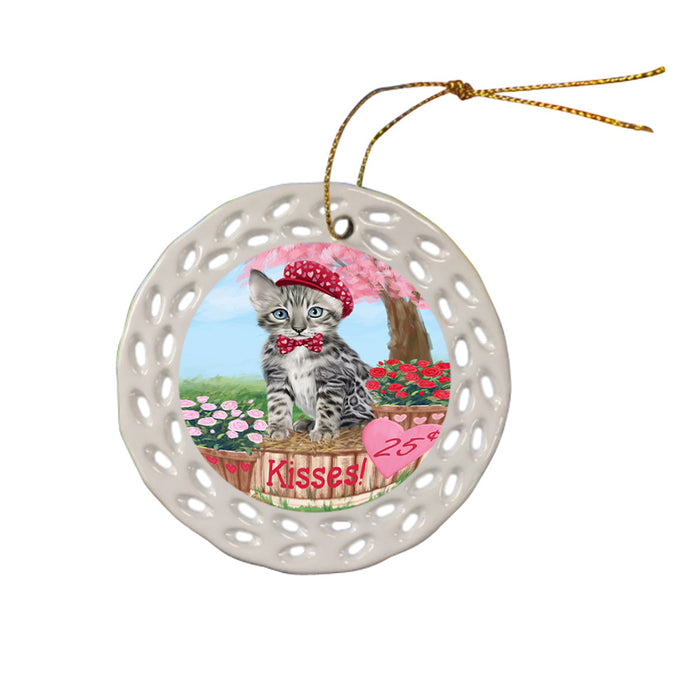 Rosie 25 Cent Kisses Bengal Cat Ceramic Doily Ornament DPOR56174