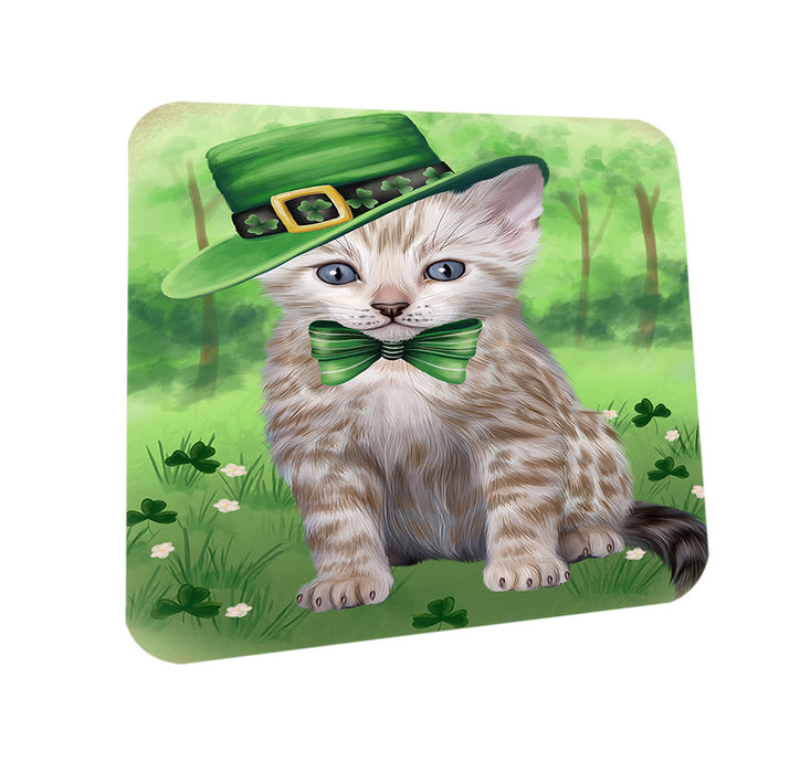 St. Patricks Day Irish Portrait Bengal Cat Coasters Set of 4 CST56938