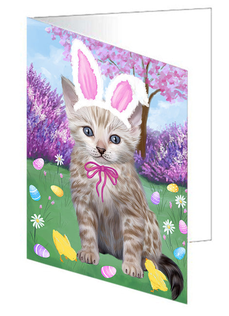 Easter Holiday Bengal Cat Handmade Artwork Assorted Pets Greeting Cards and Note Cards with Envelopes for All Occasions and Holiday Seasons GCD76142