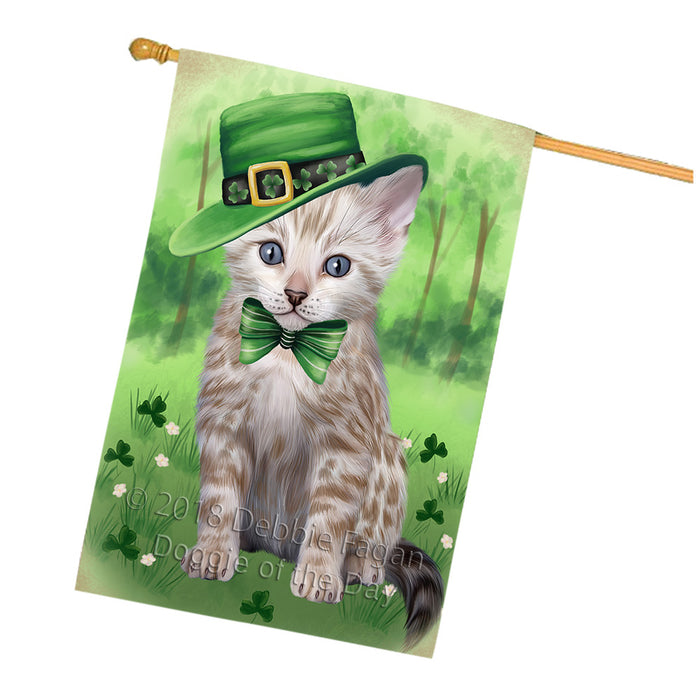 St. Patricks Day Irish Portrait Bengal Cat House Flag FLG65004