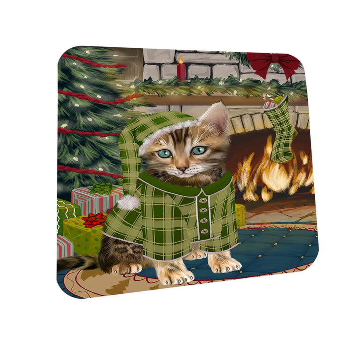 The Stocking was Hung Bengal Cat Coasters Set of 4 CST55161