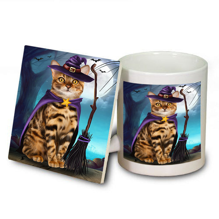 Happy Halloween Trick or Treat Bengal Cat Mug and Coaster Set MUC54491