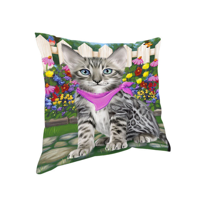 Spring Floral Bengal Cat Pillow PIL65100