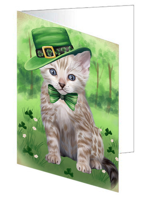 St. Patricks Day Irish Portrait Bengal Cat Handmade Artwork Assorted Pets Greeting Cards and Note Cards with Envelopes for All Occasions and Holiday Seasons GCD76454