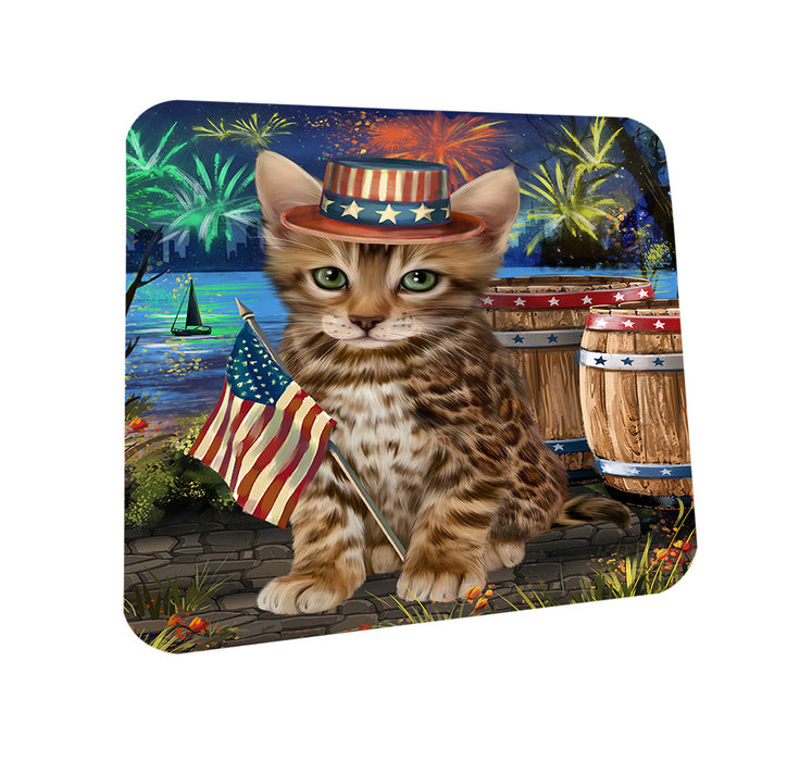 4th of July Independence Day Firework Bengal Cat Coasters Set of 4 CST53993