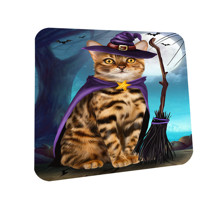 Happy Halloween Trick or Treat Bengal Cat Coasters Set of 4 CST54457