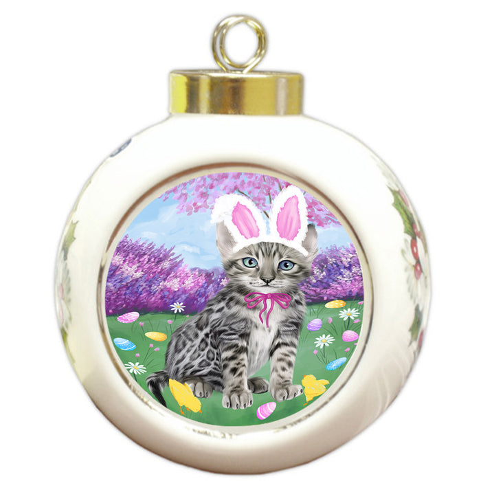 Easter Holiday Bengal Cat Round Ball Christmas Ornament RBPOR57278
