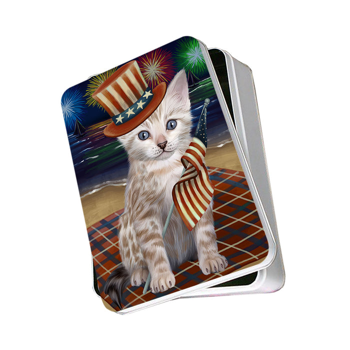 4th of July Independence Day Firework Bengal Cat Photo Storage Tin PITN52067
