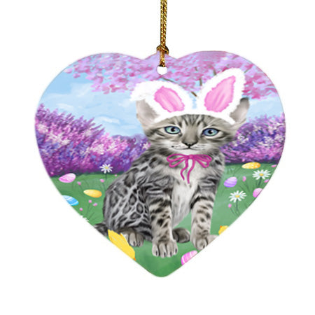 Easter Holiday Bengal Cat Heart Christmas Ornament HPOR57278